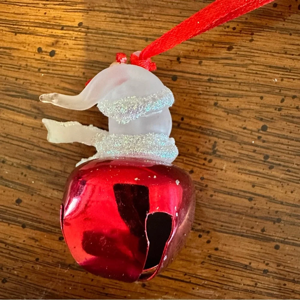2 Snowman Jingle Bell Christmas Ornaments I Love My Grandpa & I Love My Grandma